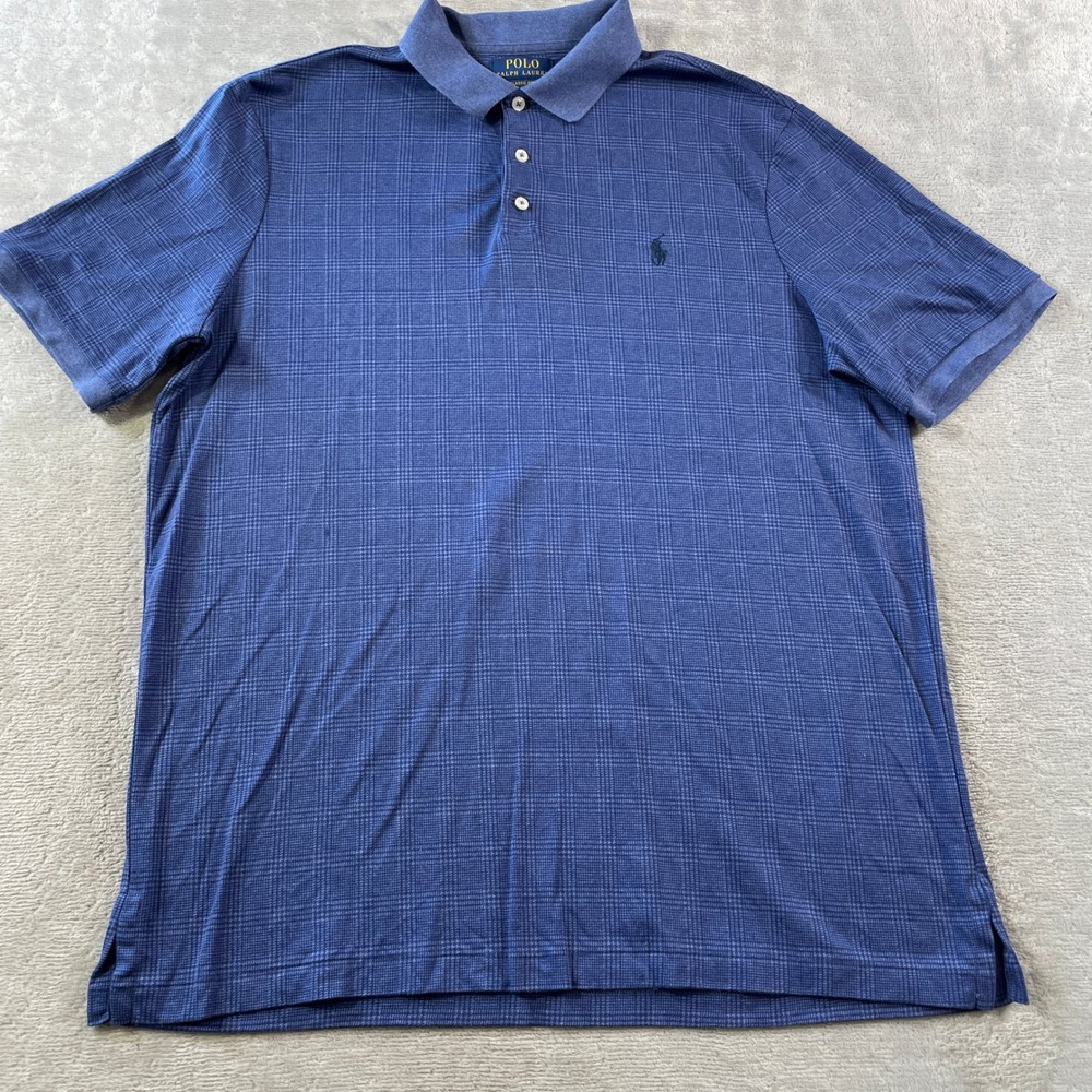 Polo Ralph Lauren Shirt Mens Large Blue Glen Plaid Classic Fit Preppy Casual